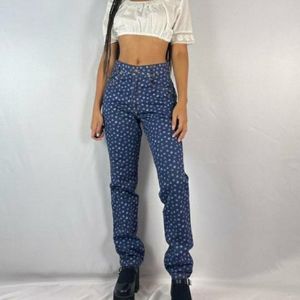 Italian vintage floral denim jeans